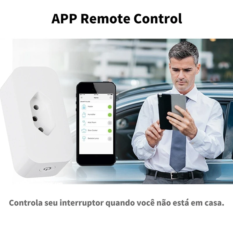 MOOL Tuya 16A Brazil Standard Wifi Smart Plug With Power Monitor,Smart Life APP Smart Socket Voice Work For Google Home Alexa