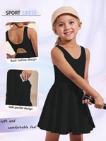 Robe de sport sans manches pour filles, dos creux, avec short intégré et poches, pour le tennis, le cyclisme, les activités de plein air, séchage rapide pour enfants 1