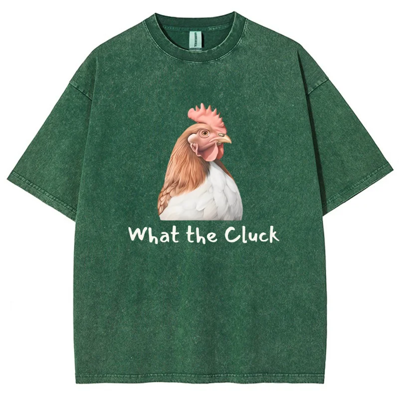 Vintage Snowflake Washed T-shirt Rooster Pattern Printing Graphic T Shirts  Cotton Short Sleeve Tops Women's Summer Tees