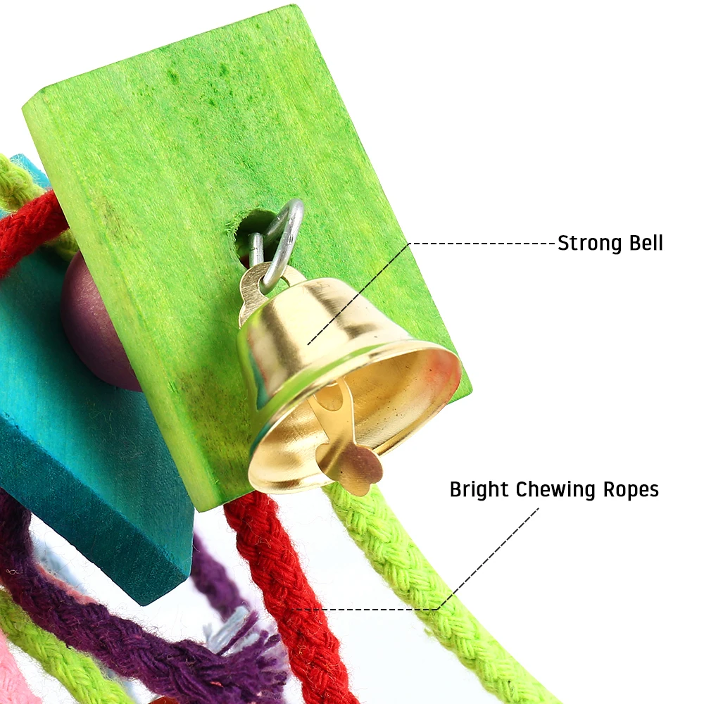 Title 7, Wood Parrot Bird Toys Hanging Rope Pet Ladder M...