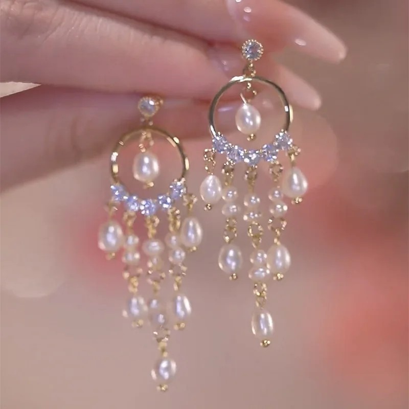 Korean Shiny Rhinestone Love Heart Drop Earring For Women Elegant