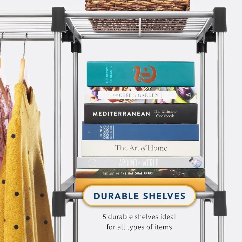 Double Rod Freestanding Closet Organizer, Silver 4