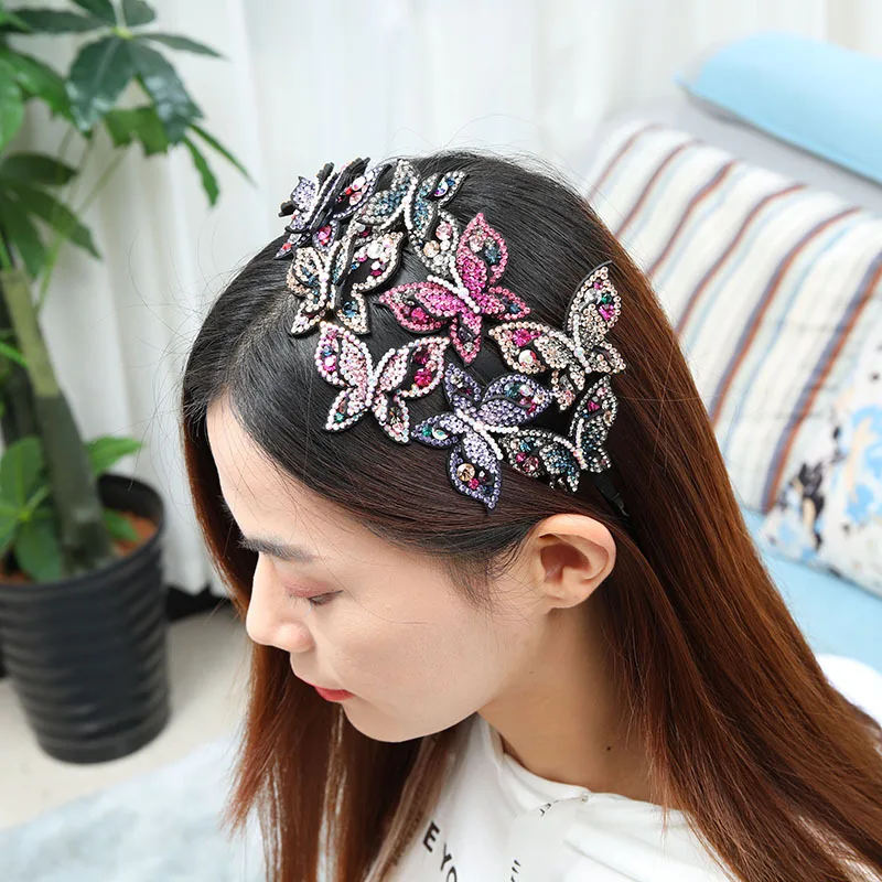 

Exaggerate Korean Style Girl Headband Large Flower Shiny Luxury Rhinestone Hair Band for Fashion Women Jewelry Hair Accessories