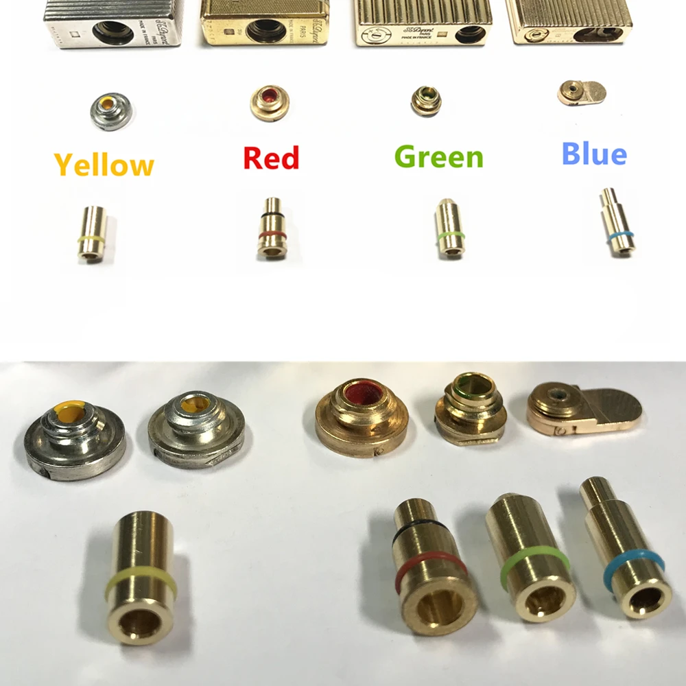 5 in 1/Set Durable Brass Copper Nozzle Refill Butane Gas Adapter For Dupont  Lighter Yellow/Red/Green/Blue Easy To Use Reusable