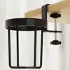 Home Clip On Table Cup Holder Horizontal Vertical Mount Anti Spill Office Desktop Mug Rack Metal Clamp Water Bottle Storage Tray 2