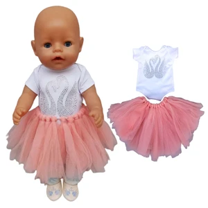 43cm baby doll tutu pink lace dress 18 inch american generation girl doll dress Hand-knit skirt