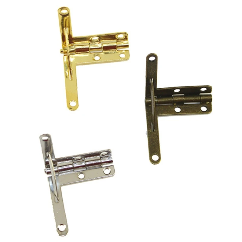 10Pcs Antique Lid Support Hinge Frame Jewelry Wine for Case Wooden Cigar Gift Box Lid 90 Degree Spring Furniture Hardware