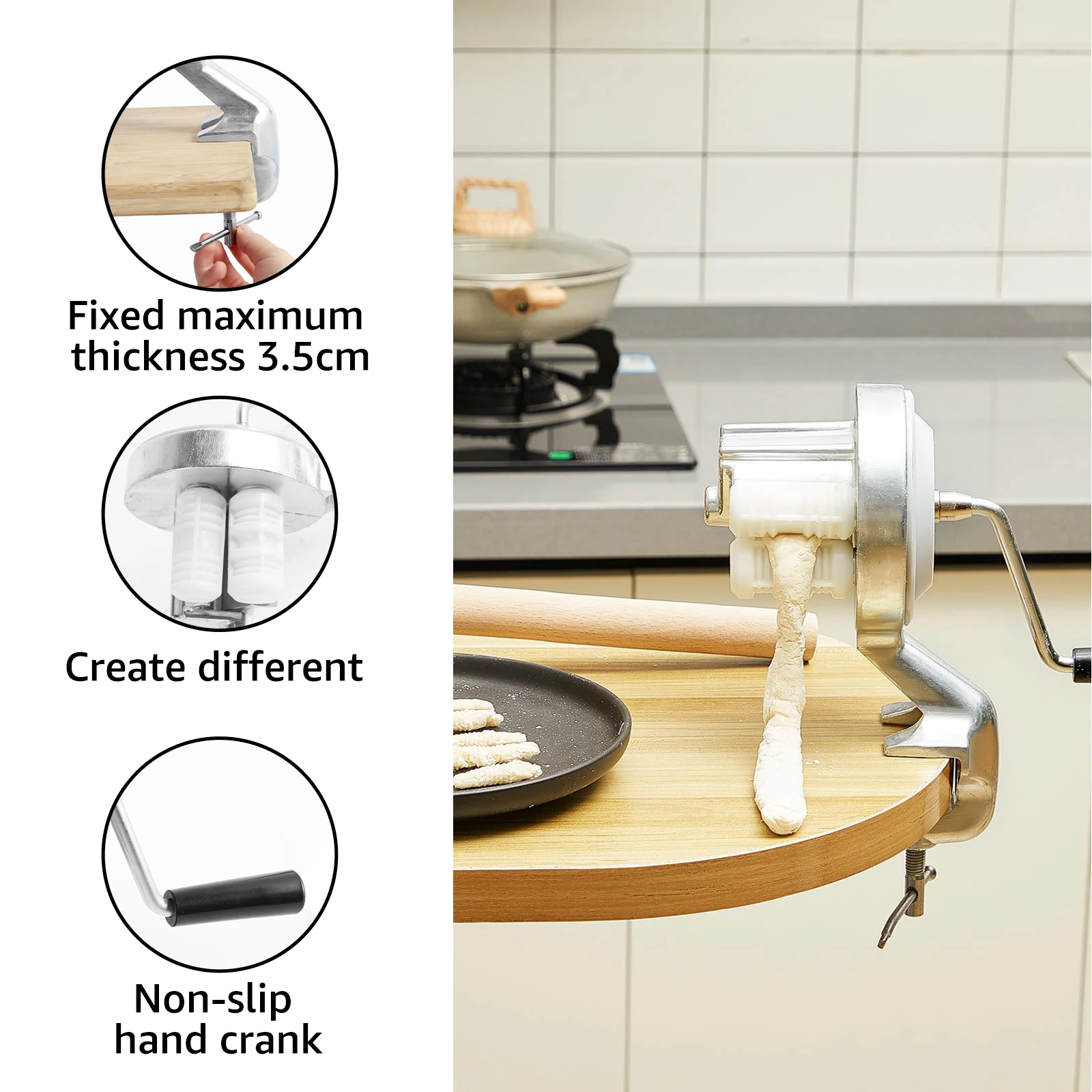 Cavatelli Maker Machine Manual Macaroni Maker Aluminum Alloy Noodle Makers for Kitchen Hand Cranking Pasta Machine