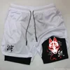 Men's Printed 2-in-1 High Performance Double Layer Fitness Shorts Summer Fashion Animation Printed Shorts Outdoor Jogging M-3XL 2