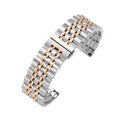 Luxury 22mm Stainless Steel Metal Watch Band Bracelet Strap for 22mm (Silver Rose Gold)