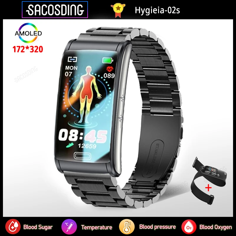 

2023 Non-Invasive Blood Glucose Smart Bracelet IP68 Water Proof Watches ECG+PTT Blood Pressure Heart Rate Health Smart Bracelet
