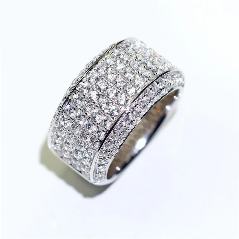 925 Sterling Silver Wedding Eternity Rings Zirconia Men 3ct CZ Crystal