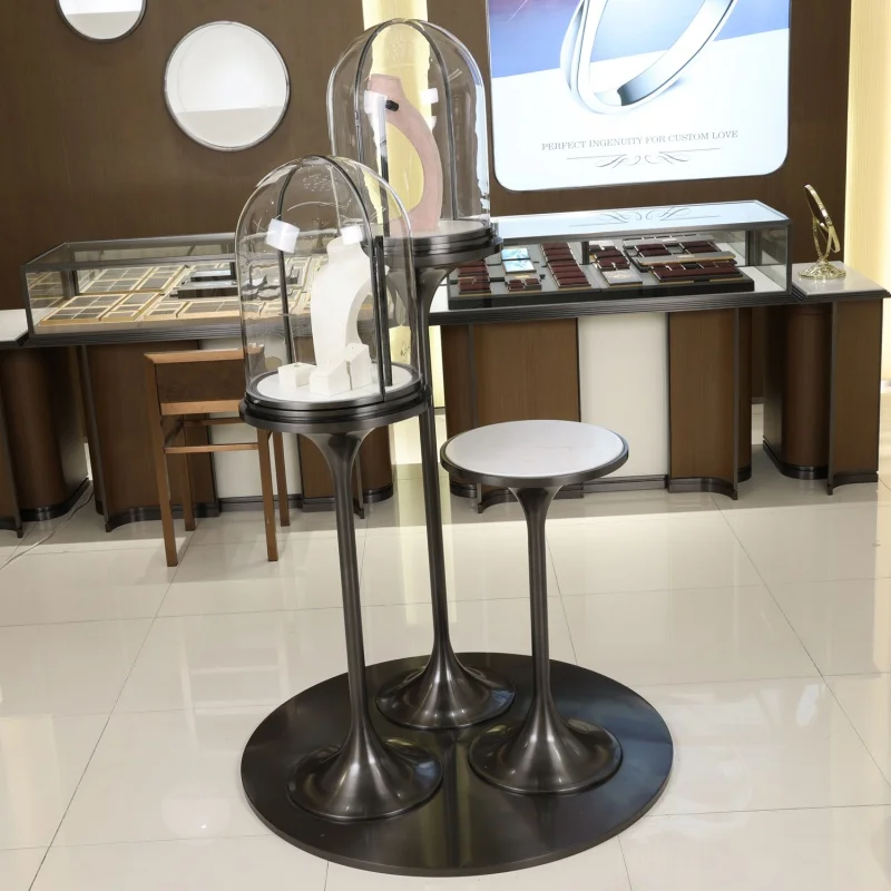 커스텀. 럭셔리 상업 상점 나무 유리 탁상 쇼케이스, 주얼리 상점 쥬얼리 디스플레이 세트, LED 조명 캐비닛