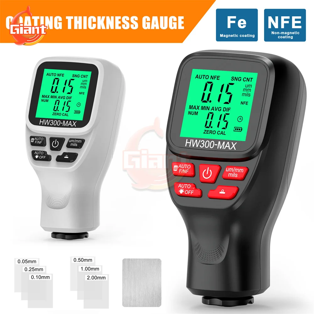 HW-300MAX Digital Coating Thickness Gauge Automatic Metal Coating Thickness Tester Meter Professional Width Measuring Instrument