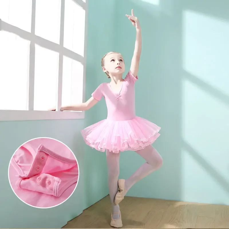 Children Dance Suit Girls' Barba Training Suit Chinese Dance Form Long Short Sleeve Pink Open Range Tuffy Skirt
