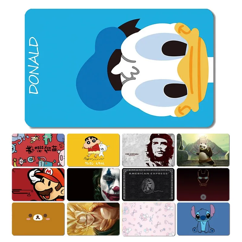 

2024 New Cartoon Anime Stone Panda Bear Front Sticker Tape Cover Skin Film Case for Big Card Small No Chip Credit Debit Card