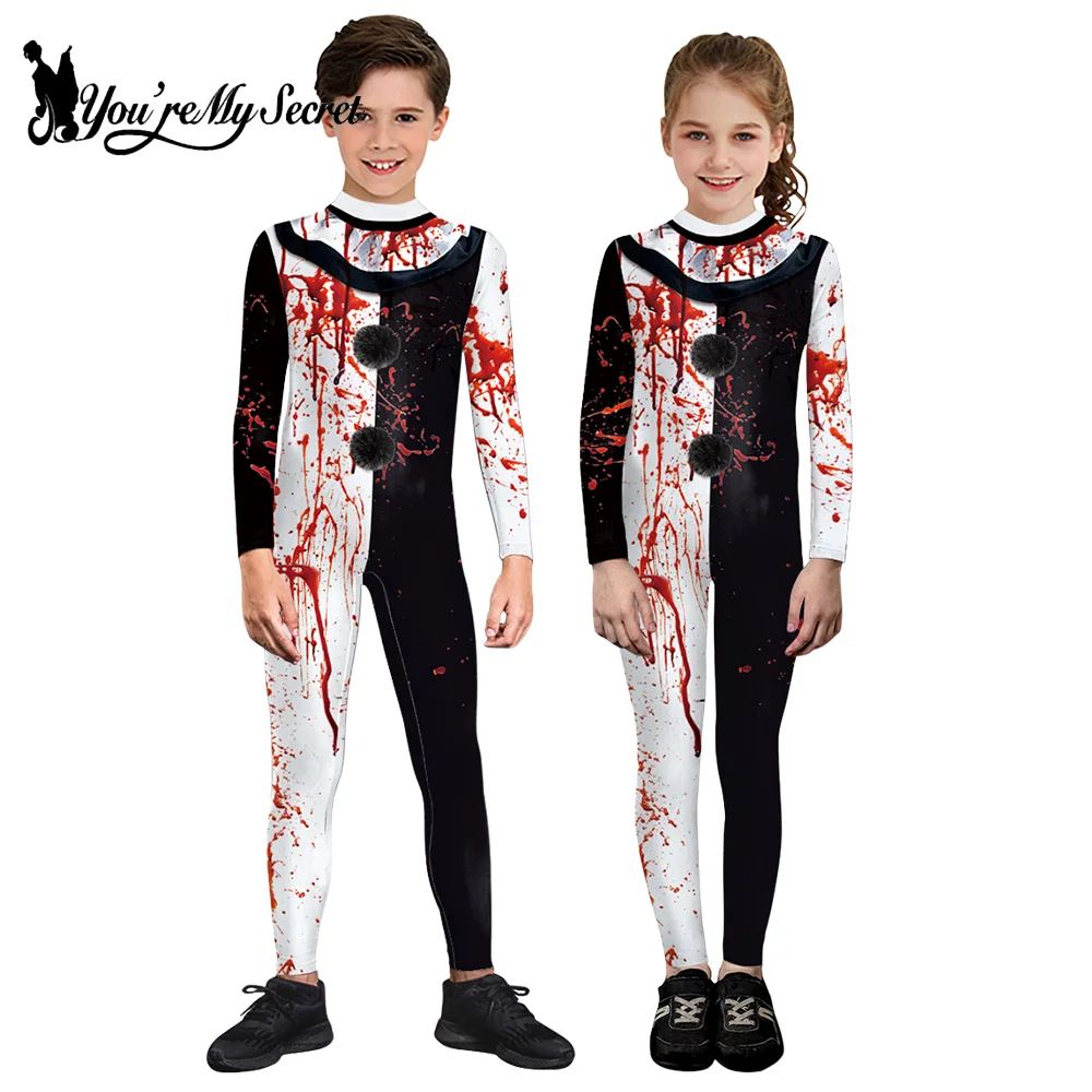 Boys Terrifier Cosplay Costume [You're My Secret] Halloween Horror Scary Clown Carnival Party Children Jumpsuit Zentai Bodysuit cosplay costume