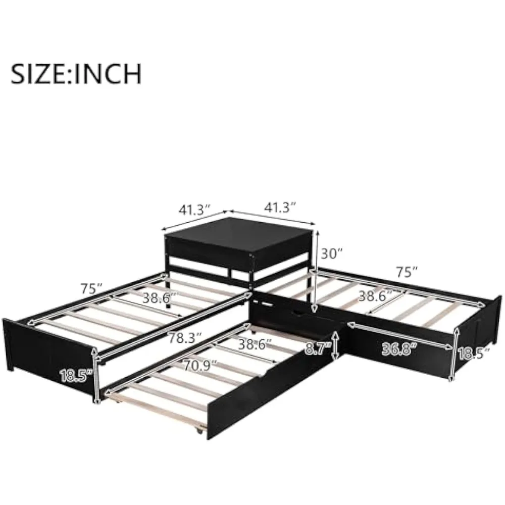 L-Shaped Twin Platform Bed 2