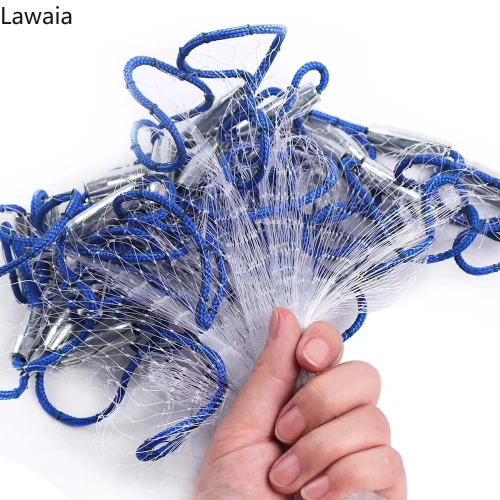 Lawaia Monofilament Nylon Fishing Net Aluminum Ring Style Hand Throw Fish Net with Iron Pendant 1.8m/7.2m