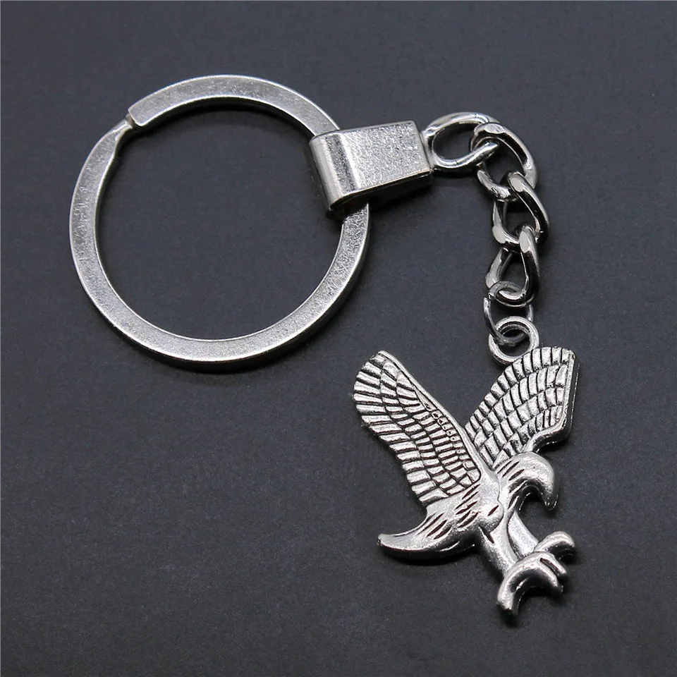 Men Keychain DIY Metal Holder Chain Vintage 2 Colors 31x27mm Eagle