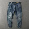 American Hiphop Pants Men's Clothing Jeans Autumn and Winter 2024 New Trendy Brand Retro Washed Elastic Small-legged Pants 6