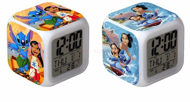 Disney Lio Stitch Alarm Clock LED Anime Accessories 7 Color Changing Night  Glowing Kawaii Stitch Despertador Kids Gifts Toys - AliExpress