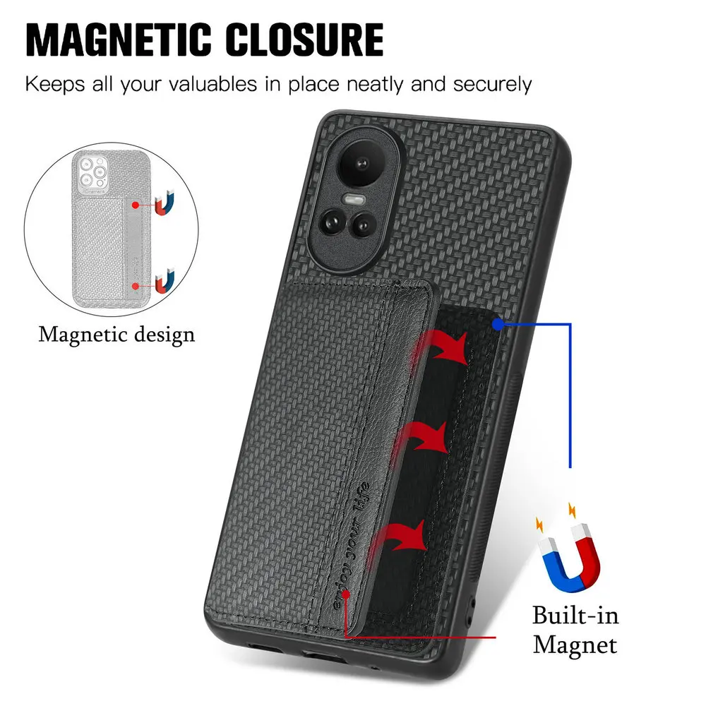 Leather RFID Wallet Card Holder Phone Case with Magnetic Closure