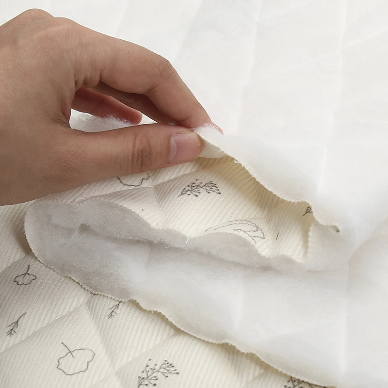 Quilted Corduroy Cotton Fabric with Floral Print for Winter Clothing and DIY Sewing