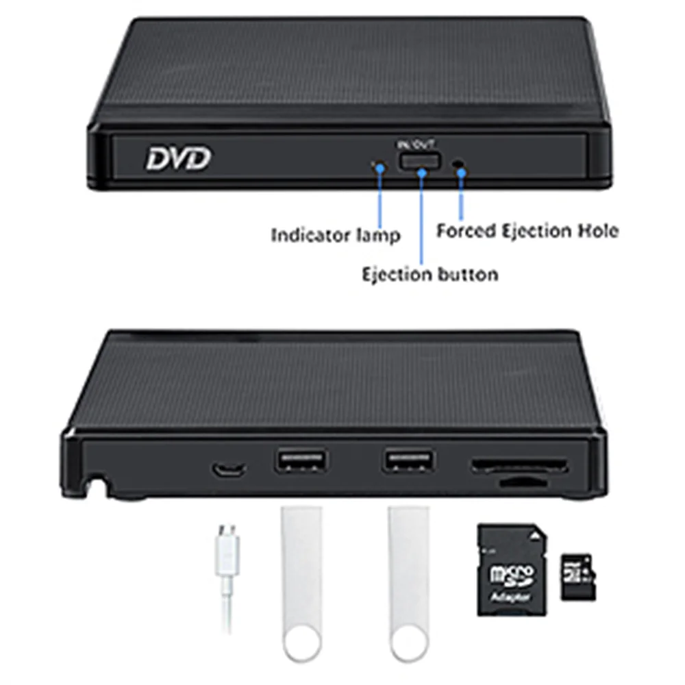 External DVD CD USB 3.0 & Type-C CD/DVD +/-RW DVD drive mit SD TF Card Reader USB Stick Port Laptop Desktop DVD ROM Drive DVD RW