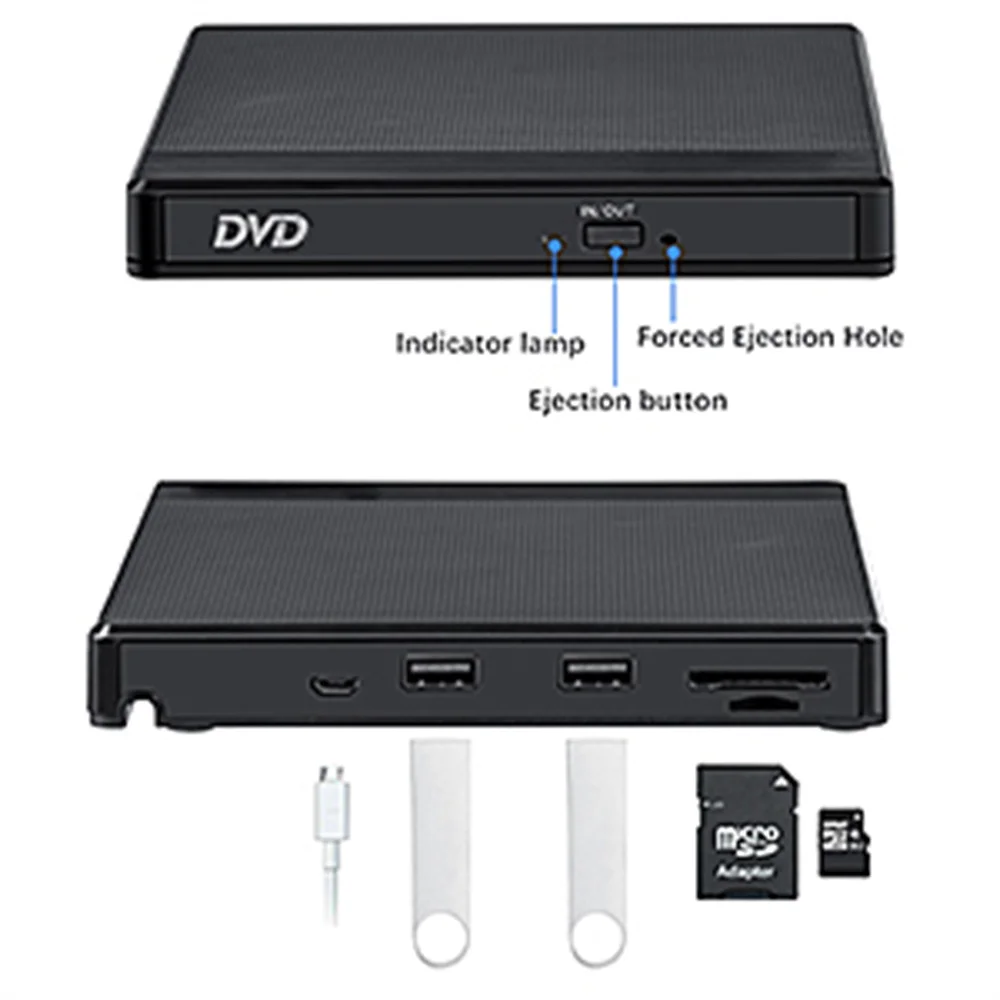 External DVD CD USB 3.0 & Type-C CD/DVD +/-RW DVD drive mit SD TF Card Reader USB Stick Port Laptop Desktop ROM Drive RW cd dvd drive