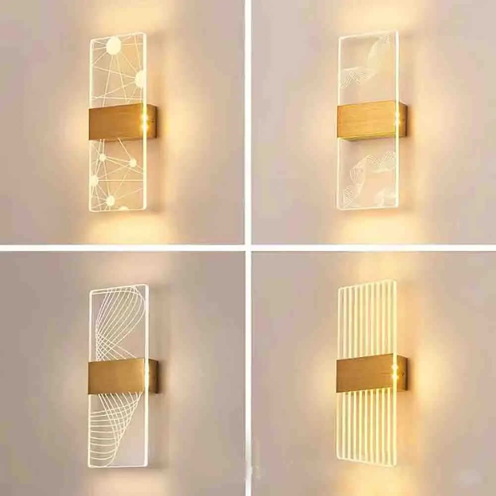 

Nordic minimalist wall lamp modern minimalist strip led bedroom bedside lamp balcony aisle living room background wall lamps