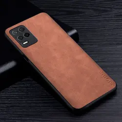 Premium PU Leather Scratch - Resistant Solid Color Phone Case for Realme 8S 5G (Brown)