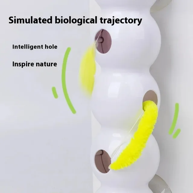 Interactive Cat Toy Intelligent Motion Activated Wack A Worm Post Toy with Tail Automatic Emerging From The Hole Teasing Cat Toy 2
