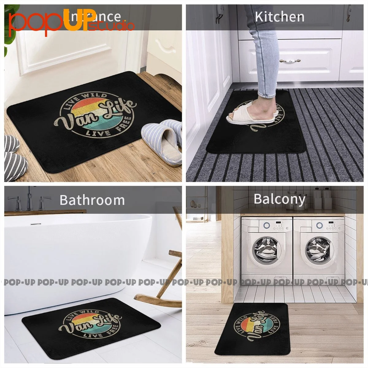 Van Life Vintage Van Dwellers Vanlife Nomads Mat Rug Carpet New Toilet Absorbent Living Room Bath Floor Mat 5
