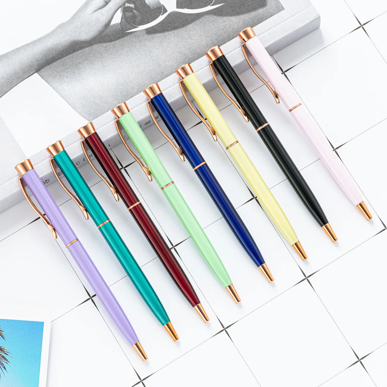 

30PCS New Metal Ballpoint Pen Wholesale Office Writing Tools Multi color Rotating Business Ballpoint Pen Advertising Pen