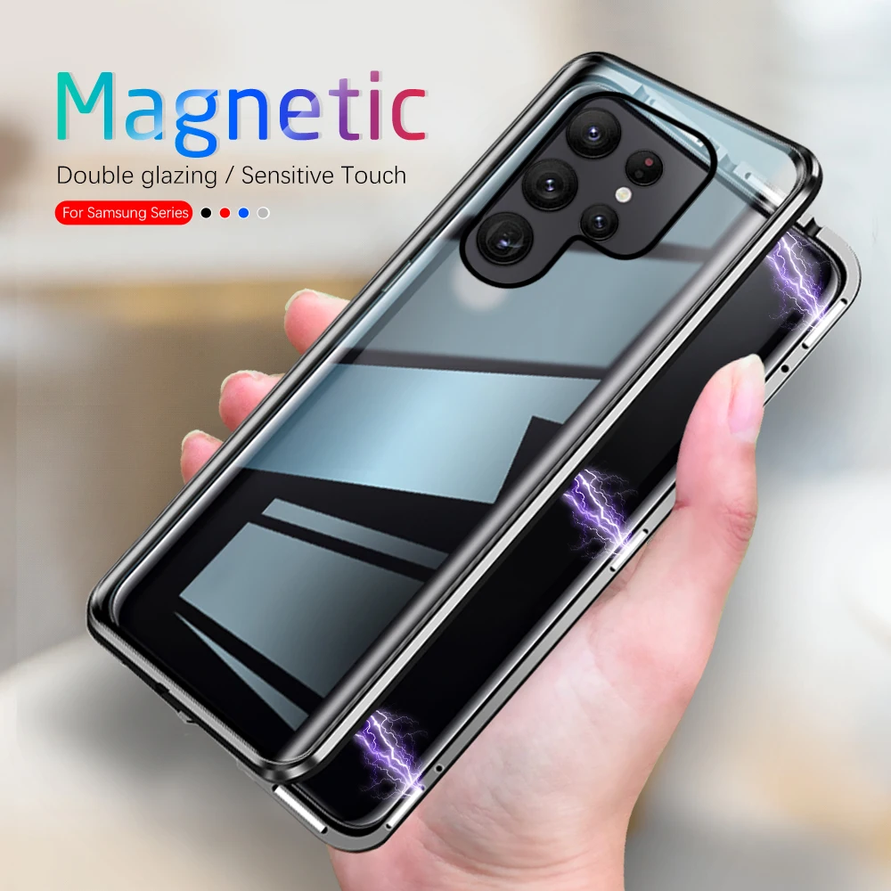 

Для Samsung Galaxy S24 ультра Магнитный чехол для телефона 360 ° для SamsungGalaxy S 24 Plus закаленное стекло полное покрытие защитный чехол