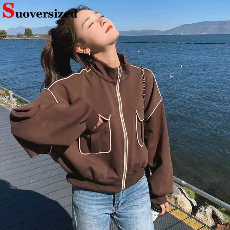 

Spring Womens Casual Bomber Jackets Korean Fashion Baseball Short Coats Streetwear Loose Chaquetas Oversize 70kg Outerwears New