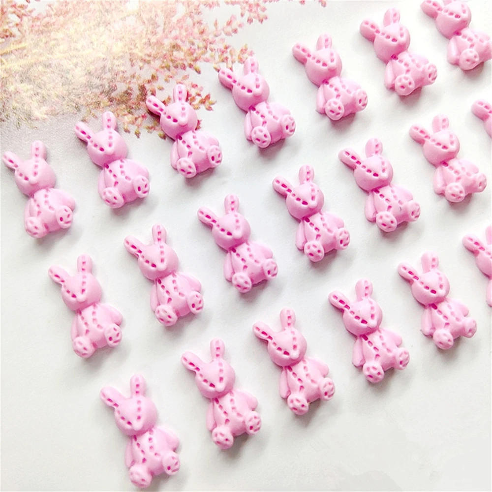 

20Pcs Cartoon Resin Bunny Rabbit Nail Decoration Kawaii Hot Girl Rabbits Nail Art Charms 3D Animal Manicure Accessories 12*6.6mm