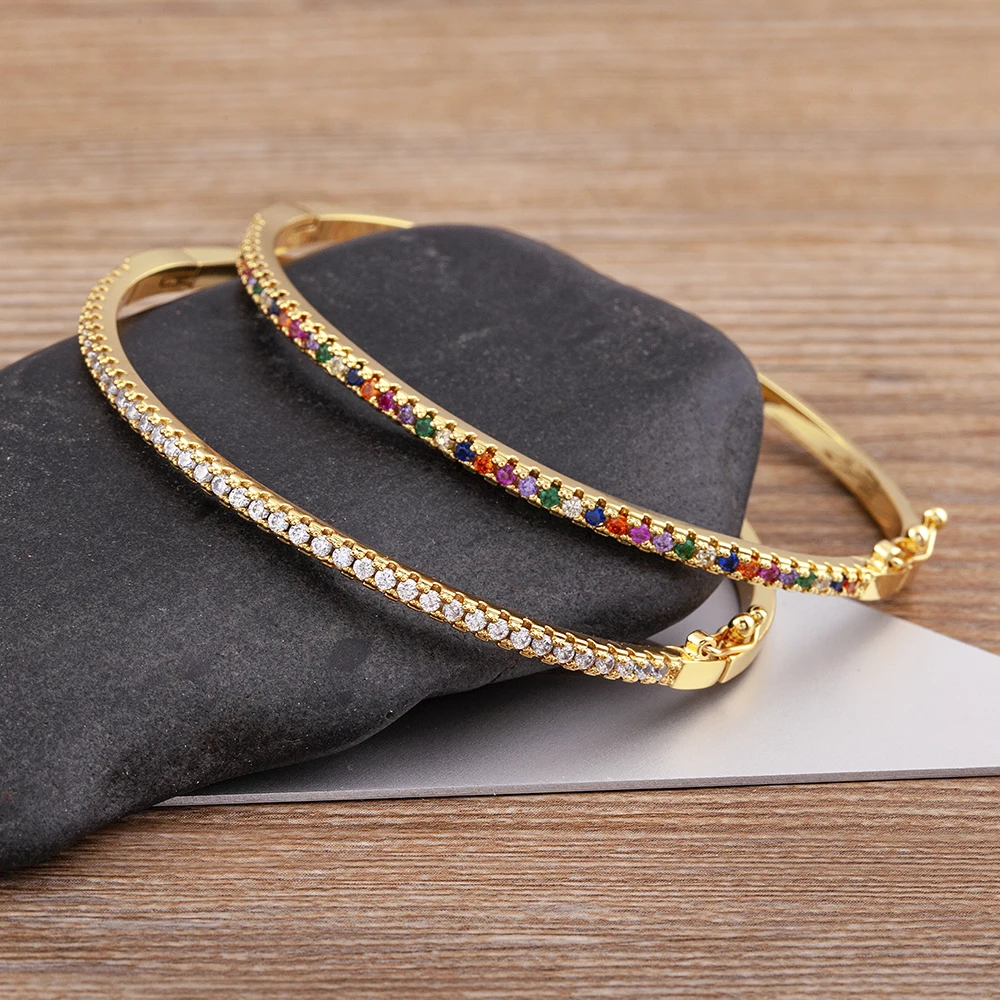 Zirconia bangle Colorful Cubic Zirconia Thin Bangles Bracelets For women Wedding Elegant Jewelry Gifts