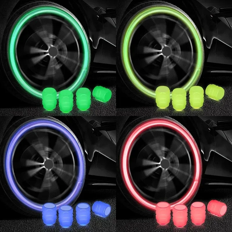 Bouchons de Valve lumineux Fluorescent vert bleu nuit, 1 à 4 pièces, moyeu  de pneu lumineux pour voiture moto vélo - AliExpress