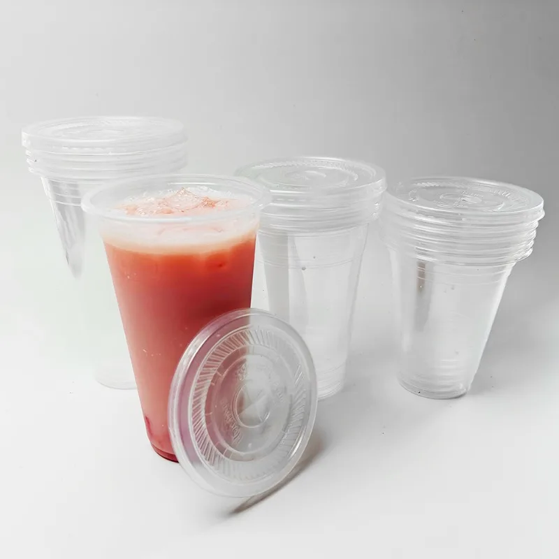 Description Picture 3 of item50PCS Disposable Plastic Cups with Lids Plastic Cups for Cold Drinks Coffee Juice Smoothies Birthday Party Supplies