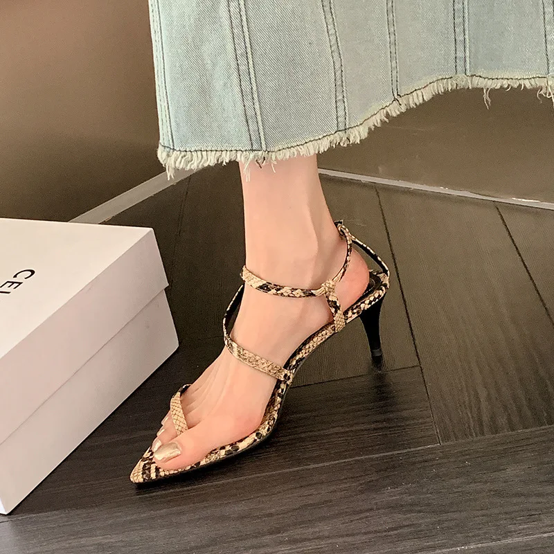 

Summer New Fashion Pointed Open Toe Slotted Roman Sandals Slim High Heels Banquet Dress Versatile Customized Women's Shoes
