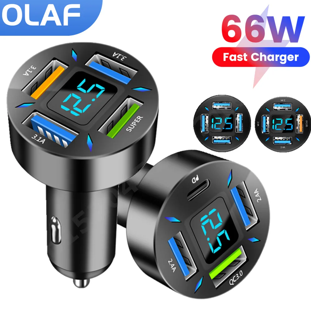 Chargeur De Voiture Pd 66w Usb Type C Charge Rapide Adaptateur De Téléphone De Voiture Pour