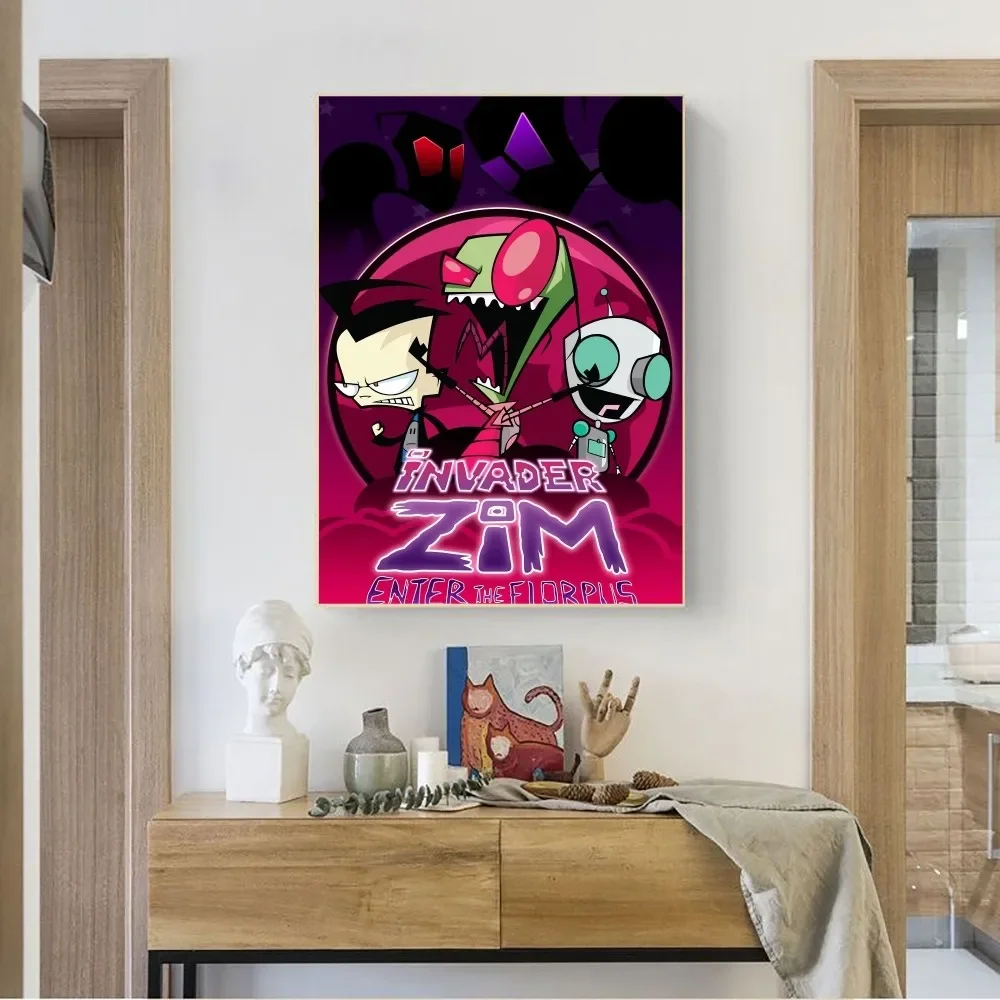 Фото Invader Zim мультяшный плакат из крафт-бумаги, искусство, живопись, наклейки для учебы №4