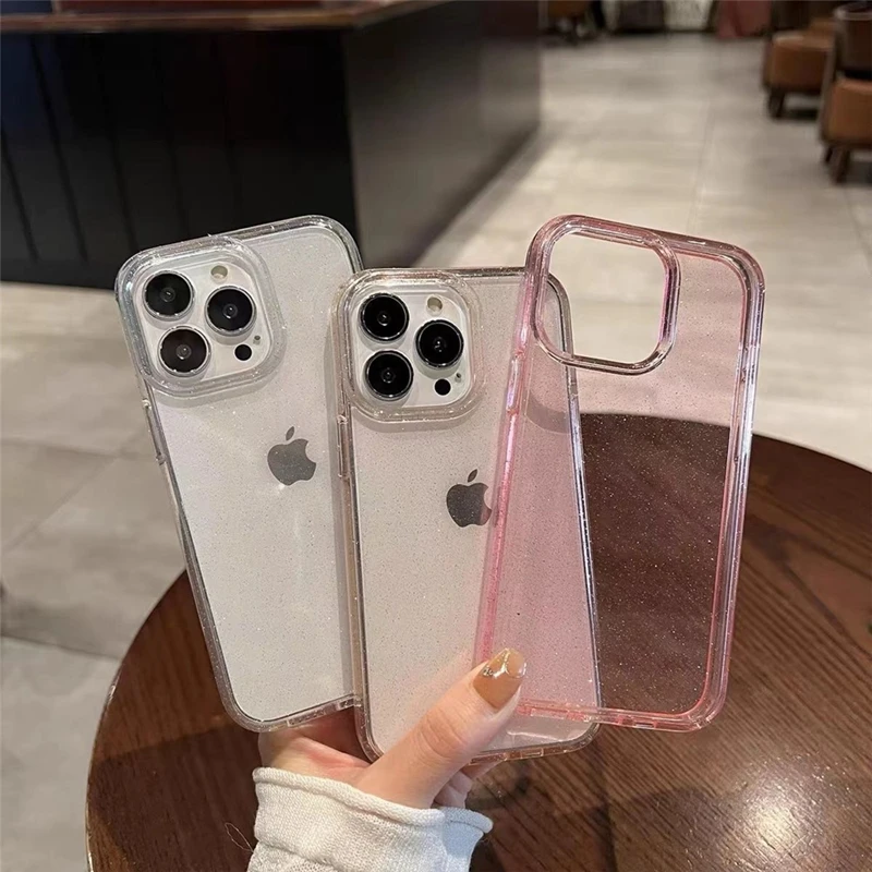 Bling Glitter Clear Case For iphone 6 6s 7 8 Plus X XS XR 11 12 13 14 Pro Max MiNi Shockproof Transparent Soft Cover Case phone case silicon cell phone case cell phone case cell phone