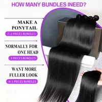 Extensions de cheveux naturels indiens 12A, lisses et raides, 30 pouces, 4 mèches, pour femmes noires, couleur naturelle noire 5