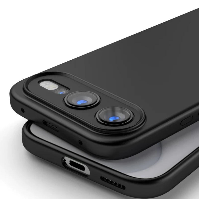Minimalist TPU Soft Silicone Protective Phone Case with Velvet Lining - Shockproof Back Shell