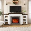Naice 70" Electric Fireplace with Mantel and Cabinets, Fireplace TV Stand for Living Room Bedroom, Stacked Stone Surround 1