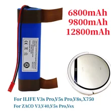 ILife 로봇 배터리 교체용 정품 18650, V3s 프로, V50, V5s 프로, V8s x750, ZACO V3, V40, V5s 프로, V5x, 14.4 V, 6800mAh, 100%