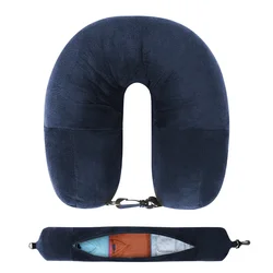 Compact Travel Neck Pillow with Waterproof Storage Bag and Pillowcase - 10PCS (Navy blue)